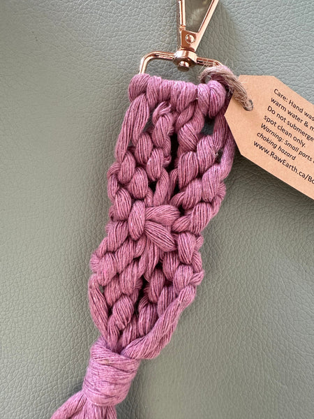 Raw Earth Macrame Pink Key Chain