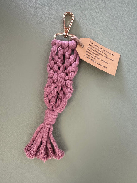 Raw Earth Macrame Pink Key Chain