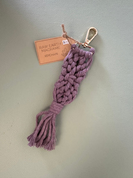 Raw Earth Macrame Pink Key Chain