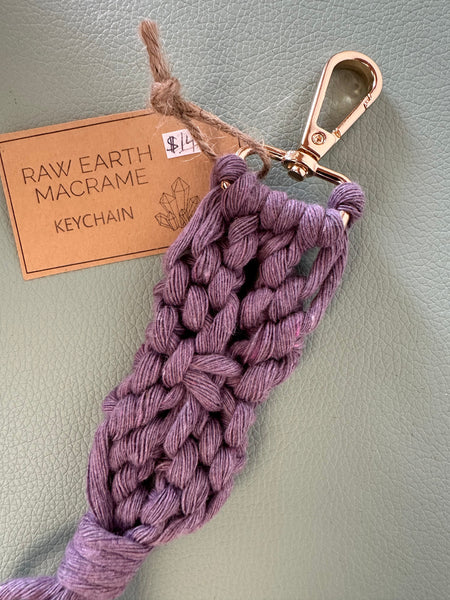 Raw Earth Macrame Pink Key Chain