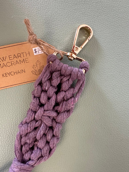 Raw Earth Macrame Pink Key Chain