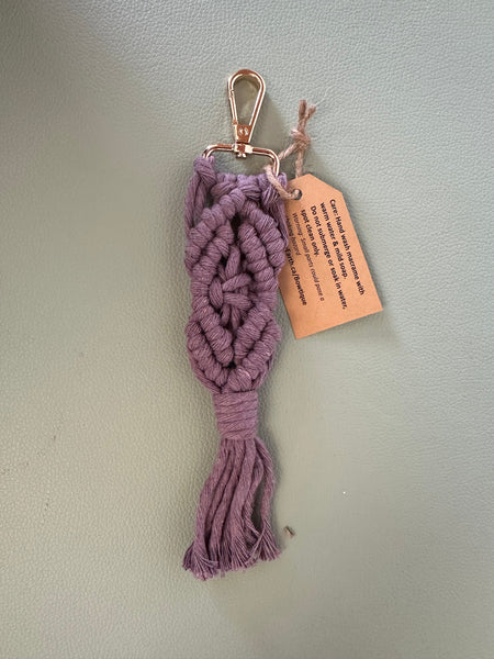 Raw Earth Macrame Pink Key Chain