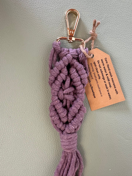 Raw Earth Macrame Pink Key Chain