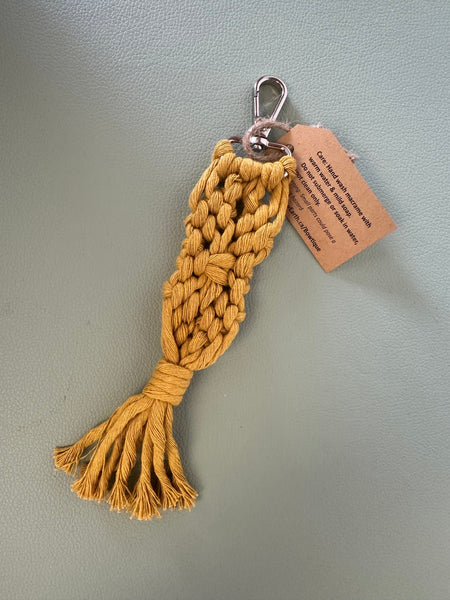 Raw Earth Macrame Yellow Key Chain