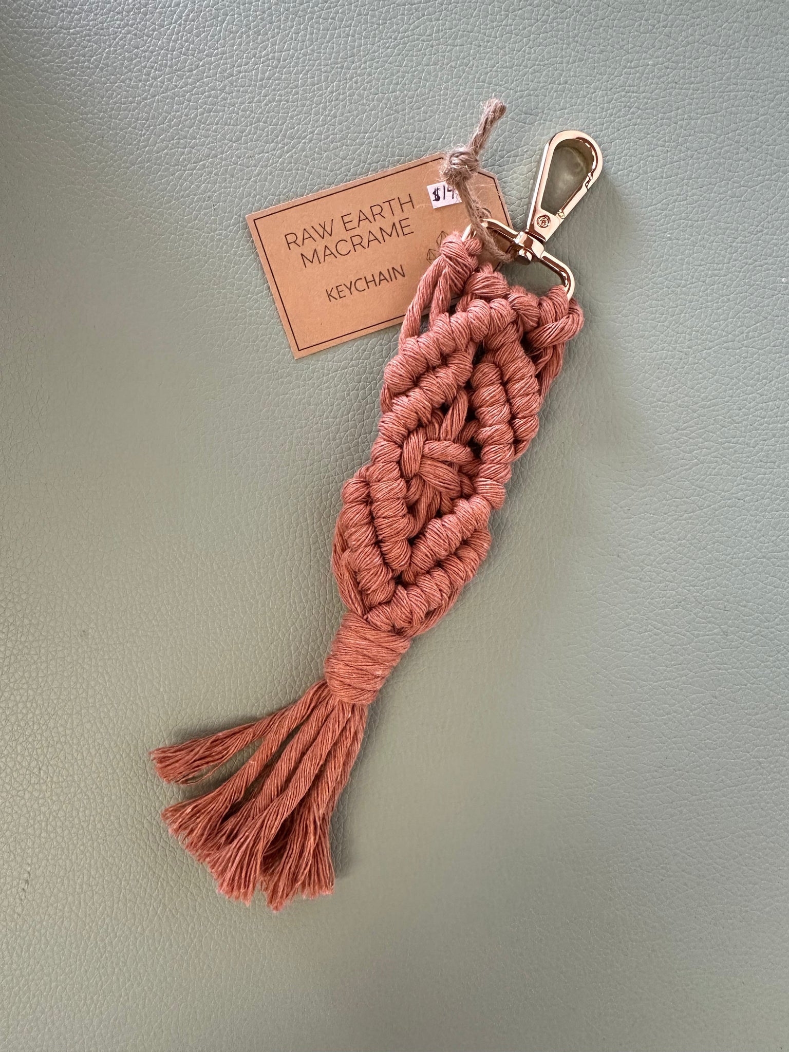 Raw Earth Macrame Burnt Orange Key Chain
