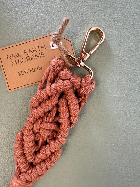 Raw Earth Macrame Burnt Orange Key Chain