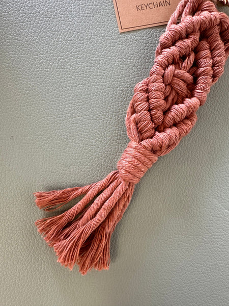 Raw Earth Macrame Burnt Orange Key Chain