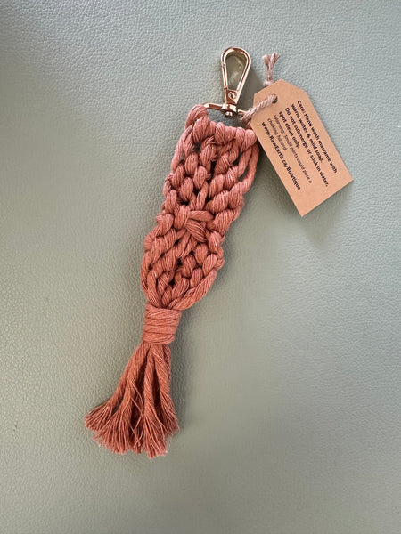 Raw Earth Macrame Burnt Orange Key Chain