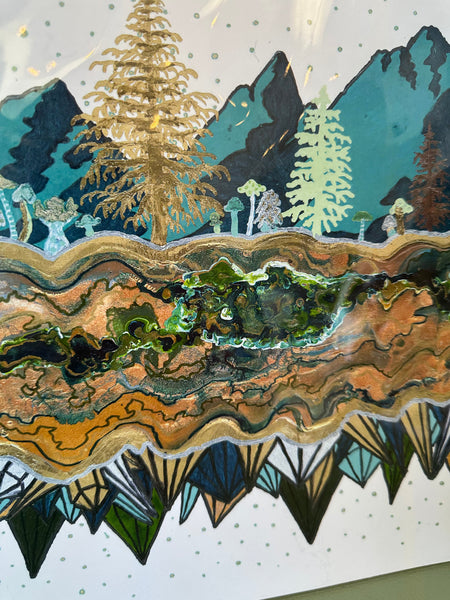 Kimboho Art Print Blue Mountain 14” x 11”