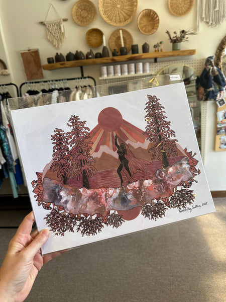 Kimboho Art Print Pink Sunset Goddess 14” x 11”