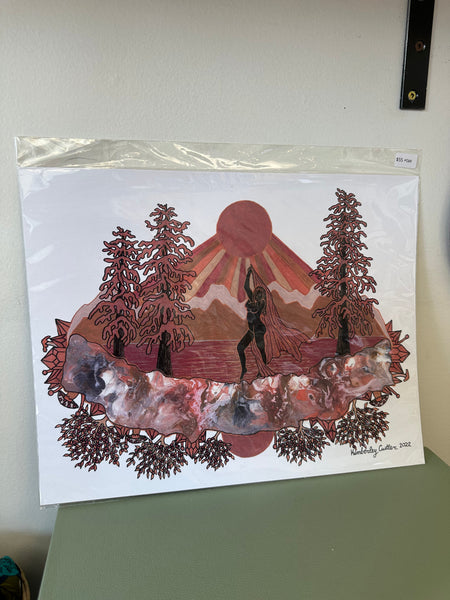 Kimboho Art Print Pink Sunset Goddess 14” x 11”