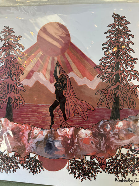 Kimboho Art Print Pink Sunset Goddess 14” x 11”