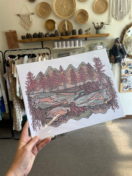 Kimboho Art Print Pink Riverbank 14” x 11”