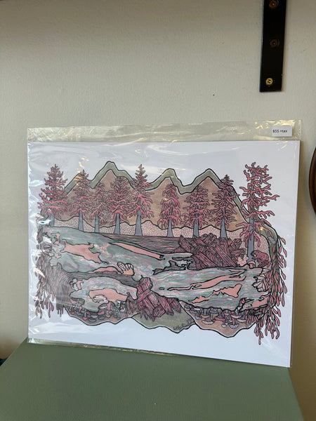 Kimboho Art Print Pink Riverbank 14” x 11”