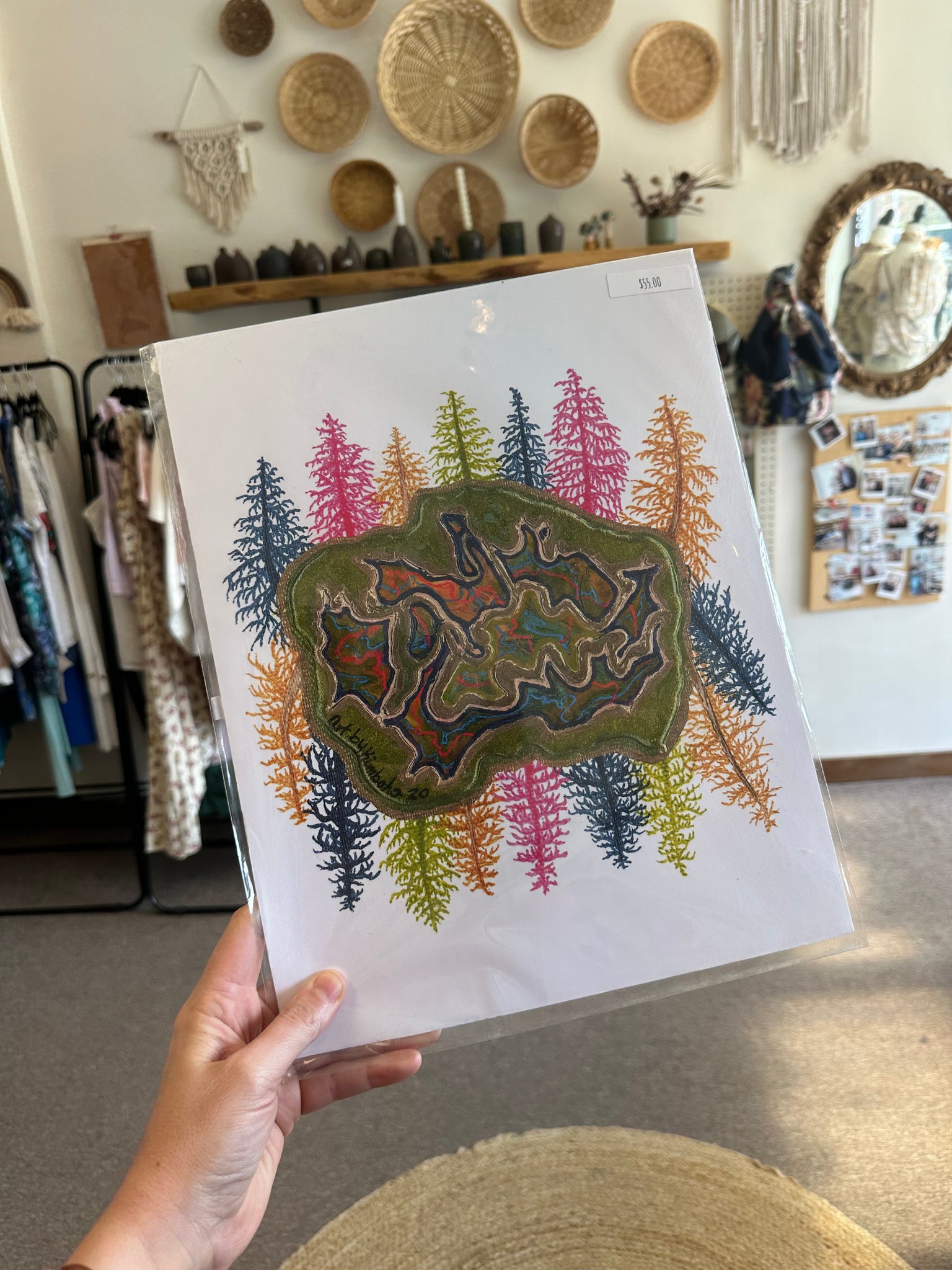 Kimboho Art Print Colorful Tree Geode 14” x 11”