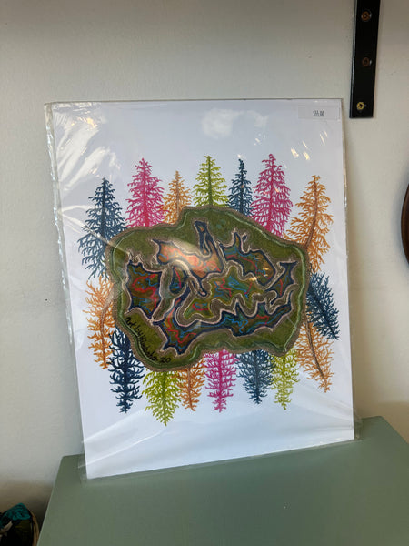 Kimboho Art Print Colorful Tree Geode 14” x 11”