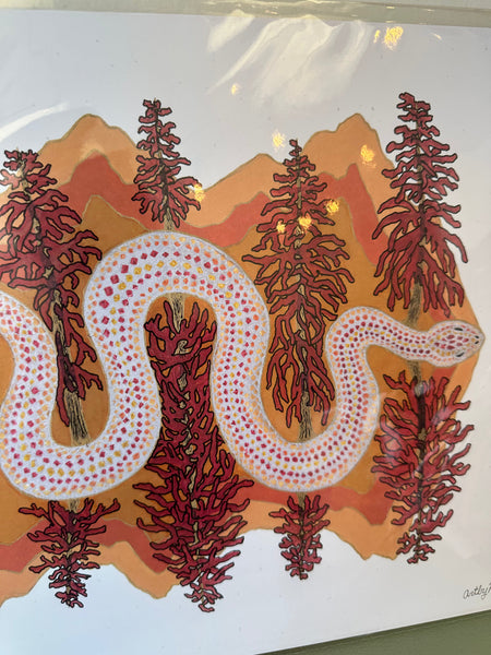 Kimboho Art Print Orange Snake Mountains 14” x 11”
