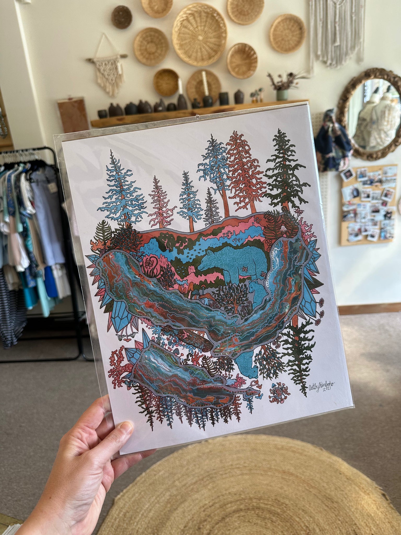 Kimboho Art Print Crystal Bears 14” x 11”