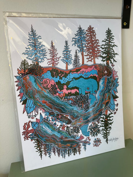 Kimboho Art Print Crystal Bears 14” x 11”