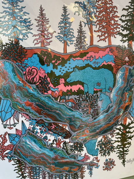 Kimboho Art Print Crystal Bears 14” x 11”