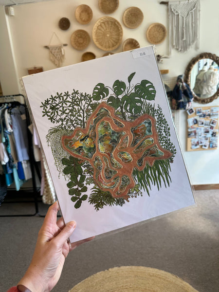 Kimboho Art Print Monstera Geode 14” x 11”