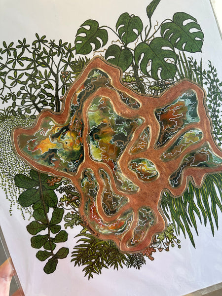 Kimboho Art Print Monstera Geode 14” x 11”