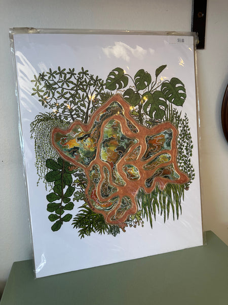 Kimboho Art Print Monstera Geode 14” x 11”