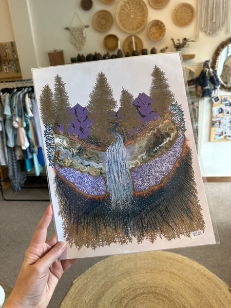 Kimboho Art Print Waterfall 14” x 11”