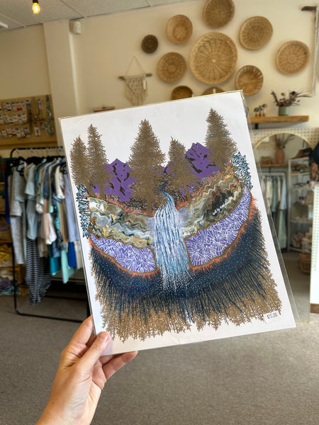 Kimboho Art Print Waterfall 14” x 11”