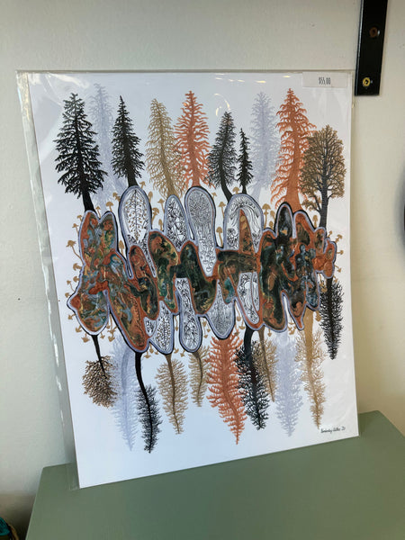 Kimboho Art Print Orange Trees  14” x 11”