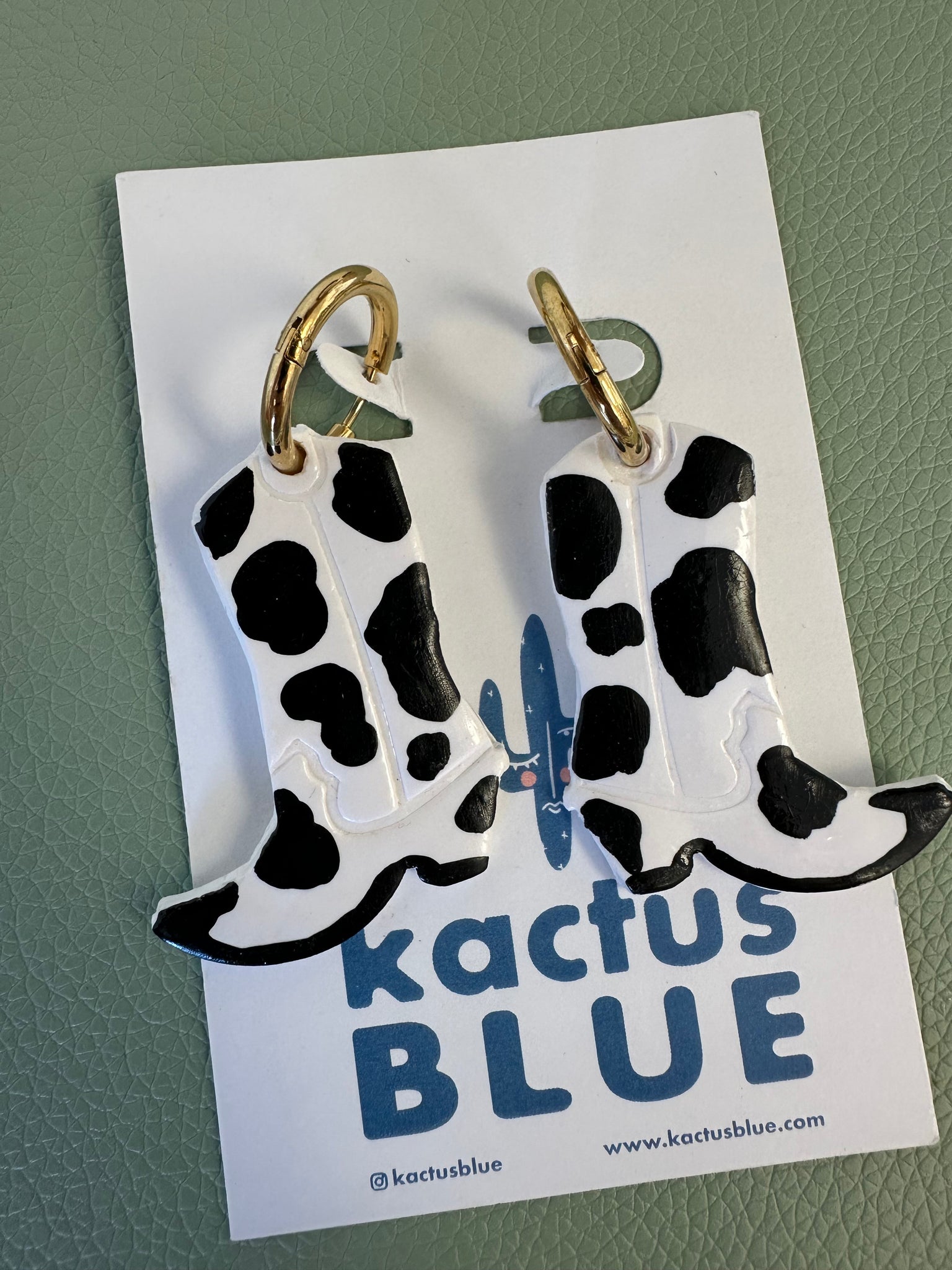 Kactus Blue Cowboy Boot Earrings