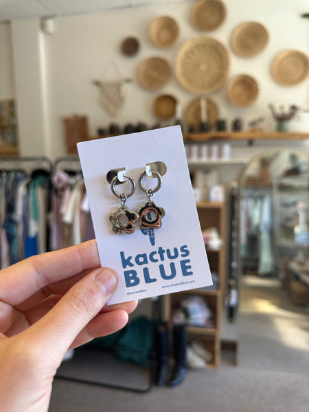 Kactus Blue Chunky Silver Flowers