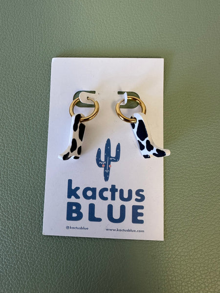 Kactus Blue Cowboy Boot Earrings