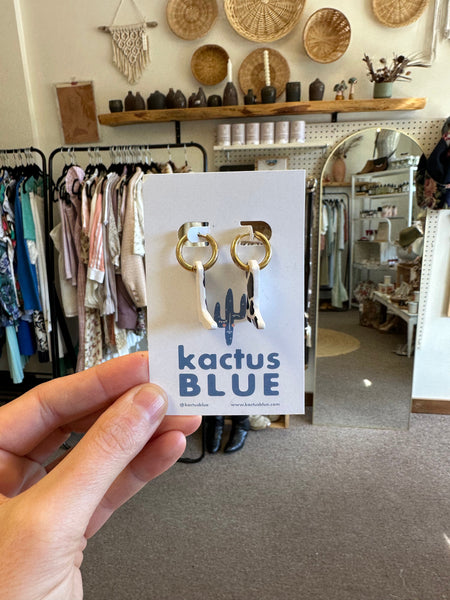 Kactus Blue Cowboy Boot Earrings