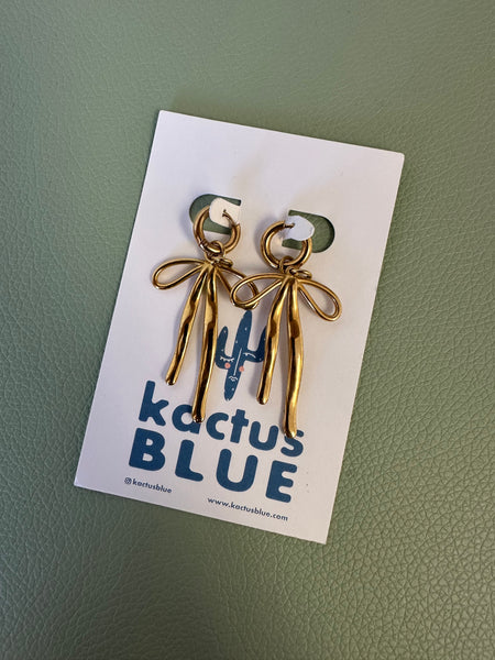 Kactus Blue Golden Bows Earrings