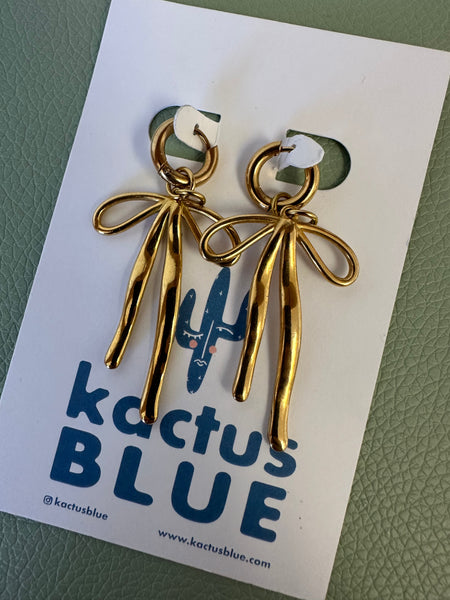 Kactus Blue Golden Bows Earrings