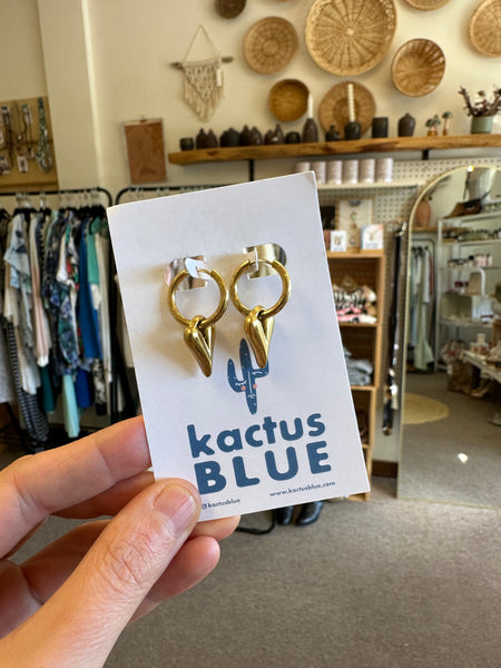 Kactus Blue Golden Hearts Earrings