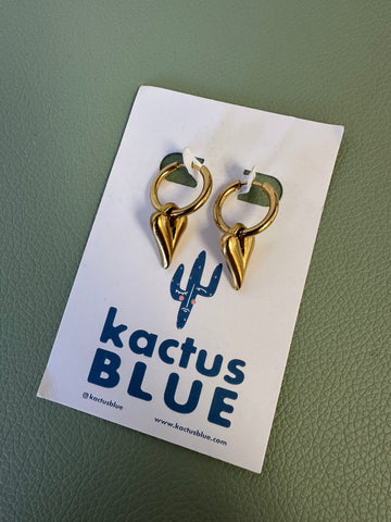 Kactus Blue Golden Hearts Earrings
