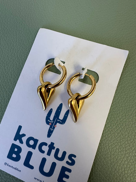 Kactus Blue Golden Hearts Earrings