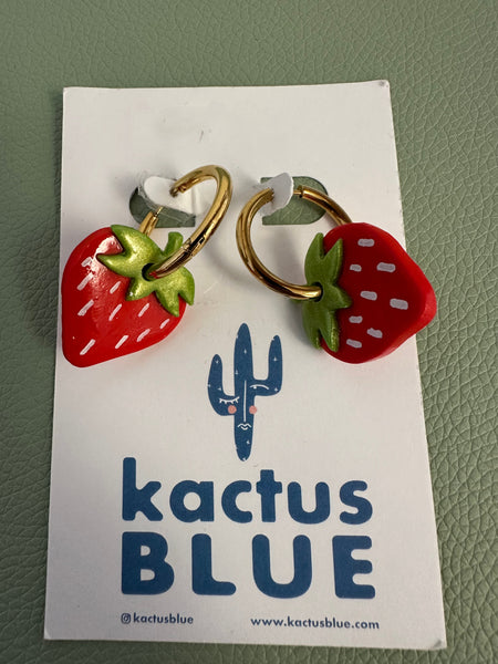 Kactus Blue Lil Strawberry Earrings