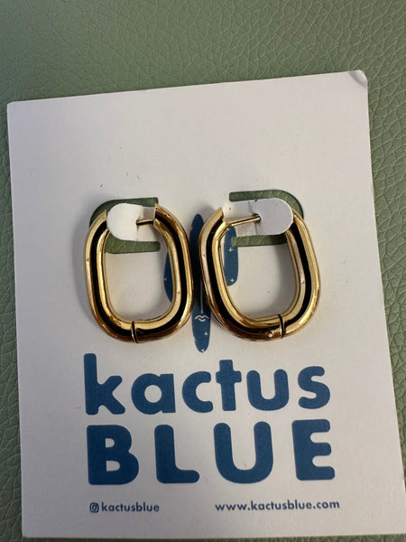 Kactus Blue - Chunky Stackable Oval Hoop Earrings