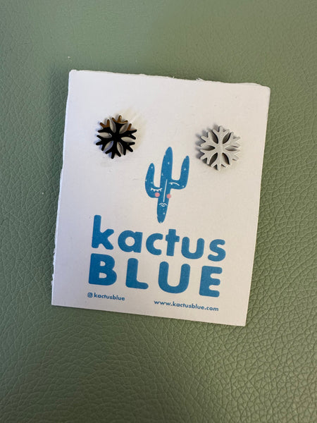 Kactus Blue - Silver Snowflake Stud Earrings