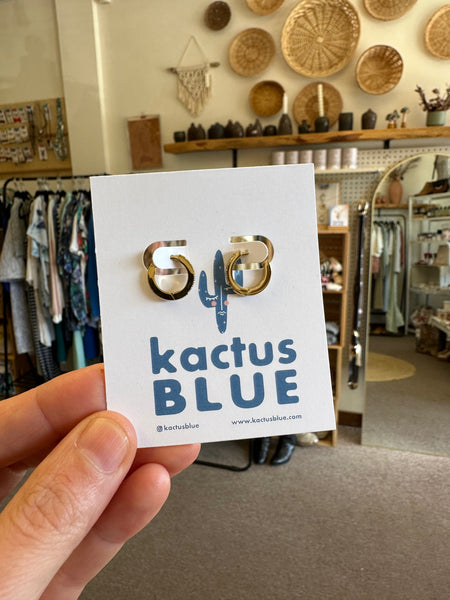 Kactus Blue - Sparkly Dainty Gold Hoop Earrings