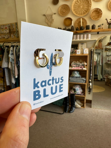 Kactus Blue - Sparkly Dainty Gold Hoop Earrings