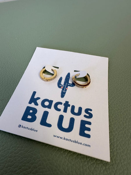 Kactus Blue - Sparkly Dainty Gold Hoop Earrings