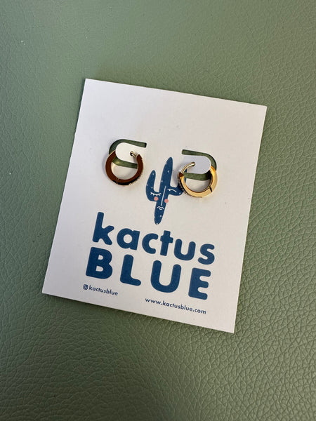 Kactus Blue - Sparkly Dainty Gold Hoop Earrings