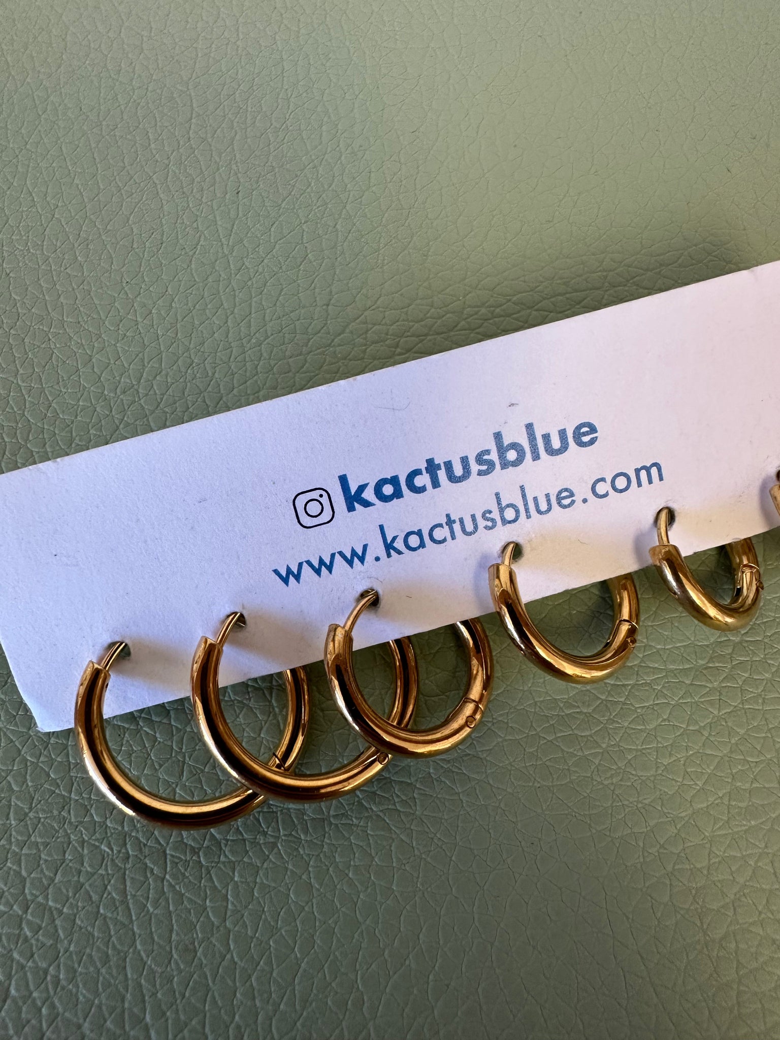 Kactus Blue - Gold Hoop Earrings Trio