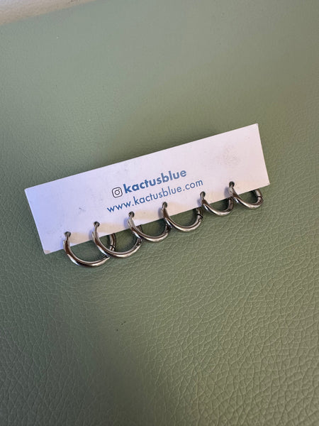 Kactus Blue - Silver Hoop Earrings Trio