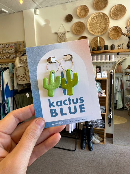 Kactus Blue - Cactus Hoop Earrings
