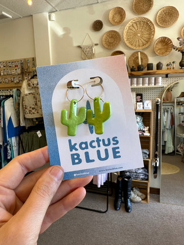 Kactus Blue - Cactus Hoop Earrings